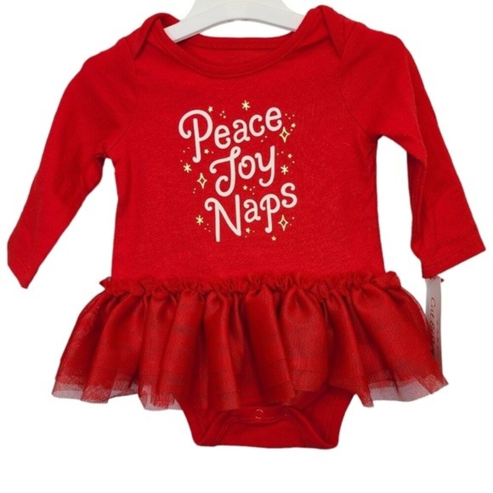 NWT Cat & Jack Baby Christmas Long Sleeve Tutu Onesie 0-3 Months